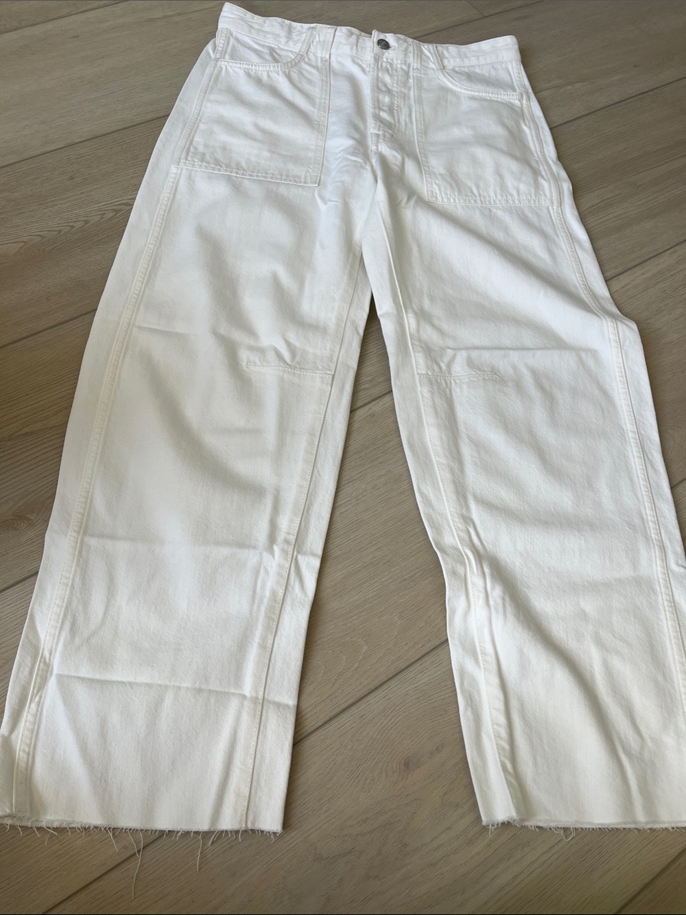 Madewell White Darted Barrel Jeans